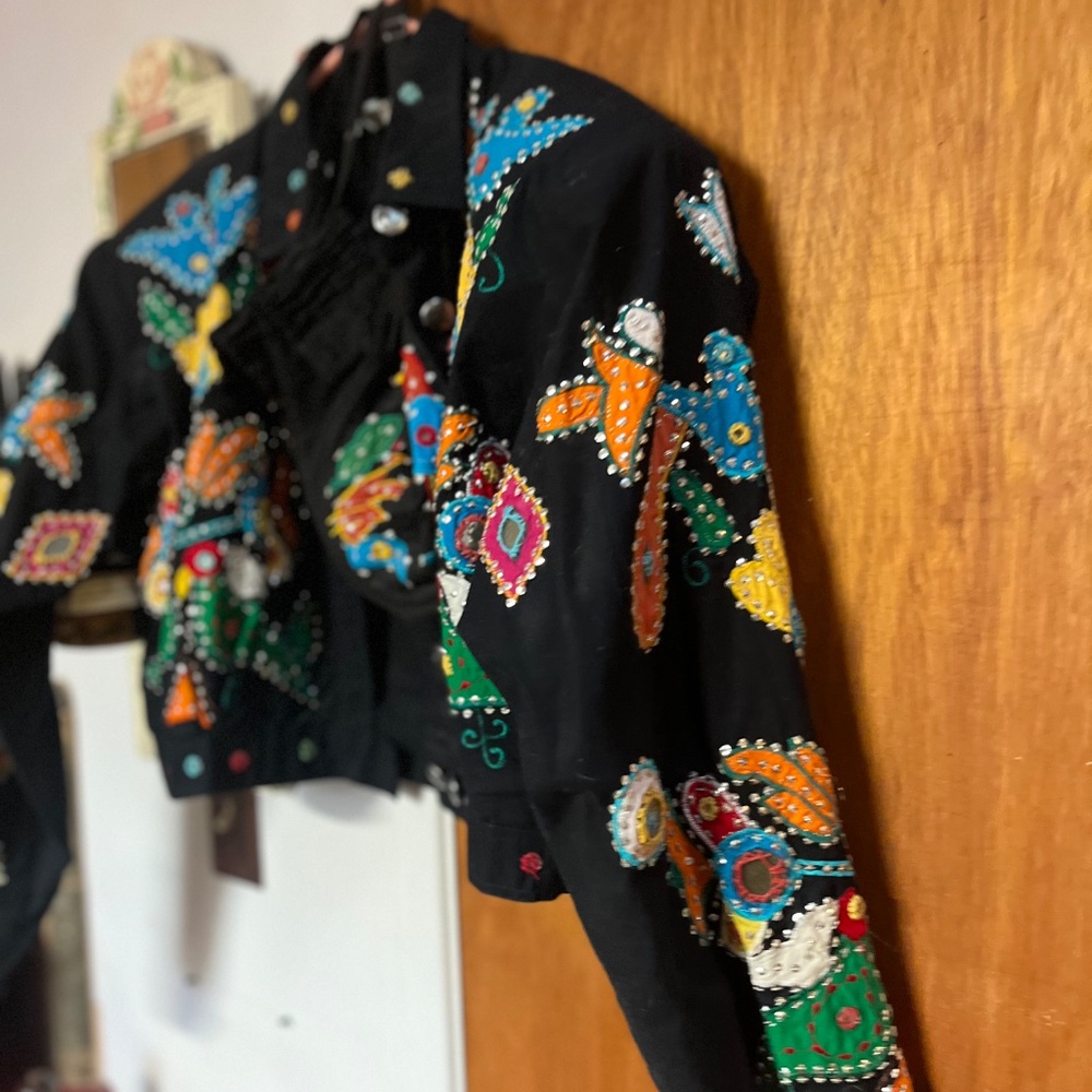 Mirrored Sequined Multi Colored Jacket And Bustier - image 3